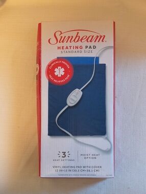 Sunbeam Blue Vinyl Heating Pad with Cover and Controller